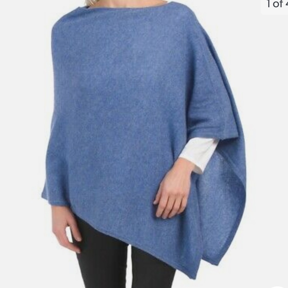Peter Millar Essential Cashmere Poncho Sweater Indigo Blue O/S Womens Cape Golf